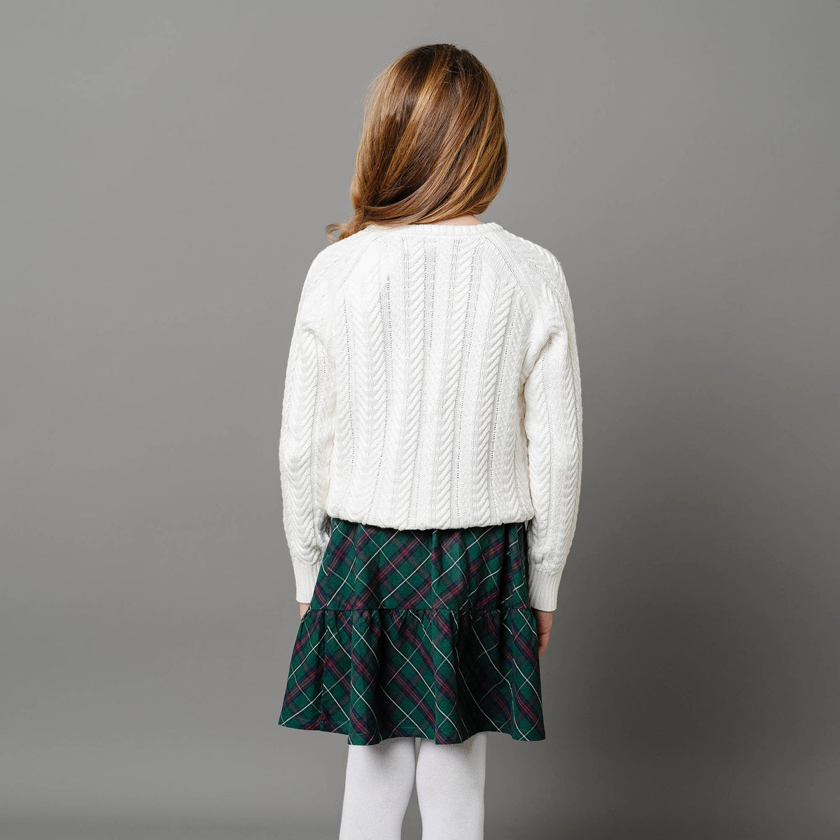 Girls’ Organic Cotton Blend Flounce Skirt – Merry Pine Plaid