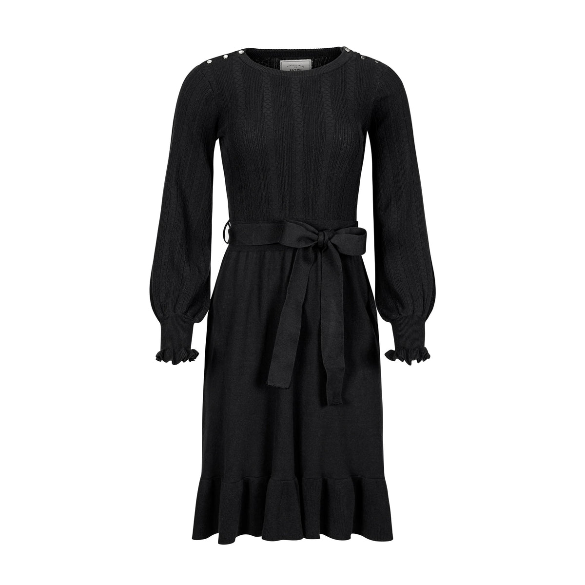 Women’s Organic Cotton Blend Cable-Knit Sweater Dress – Black