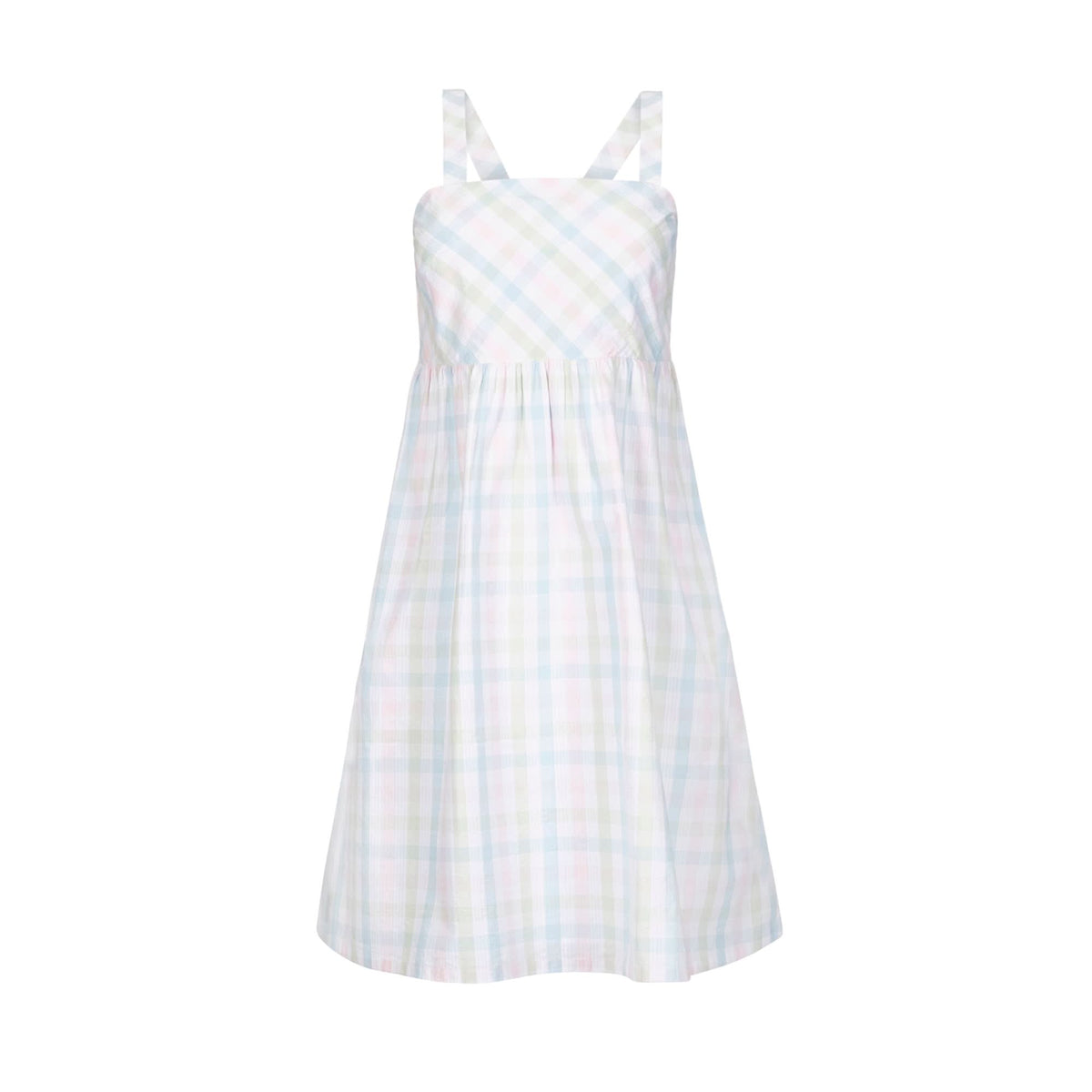 Women’s Organic Cotton Seersucker Sundress – Pastel Check