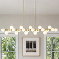 75.6'' Large Pendant Lamp with Opal Glass Shade - Modern Gold Living Room Lighting