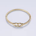 24K Gold Filled 3mm Interlock Handcuff Micro Paved CZ Bangle Bracelet | WA-04742