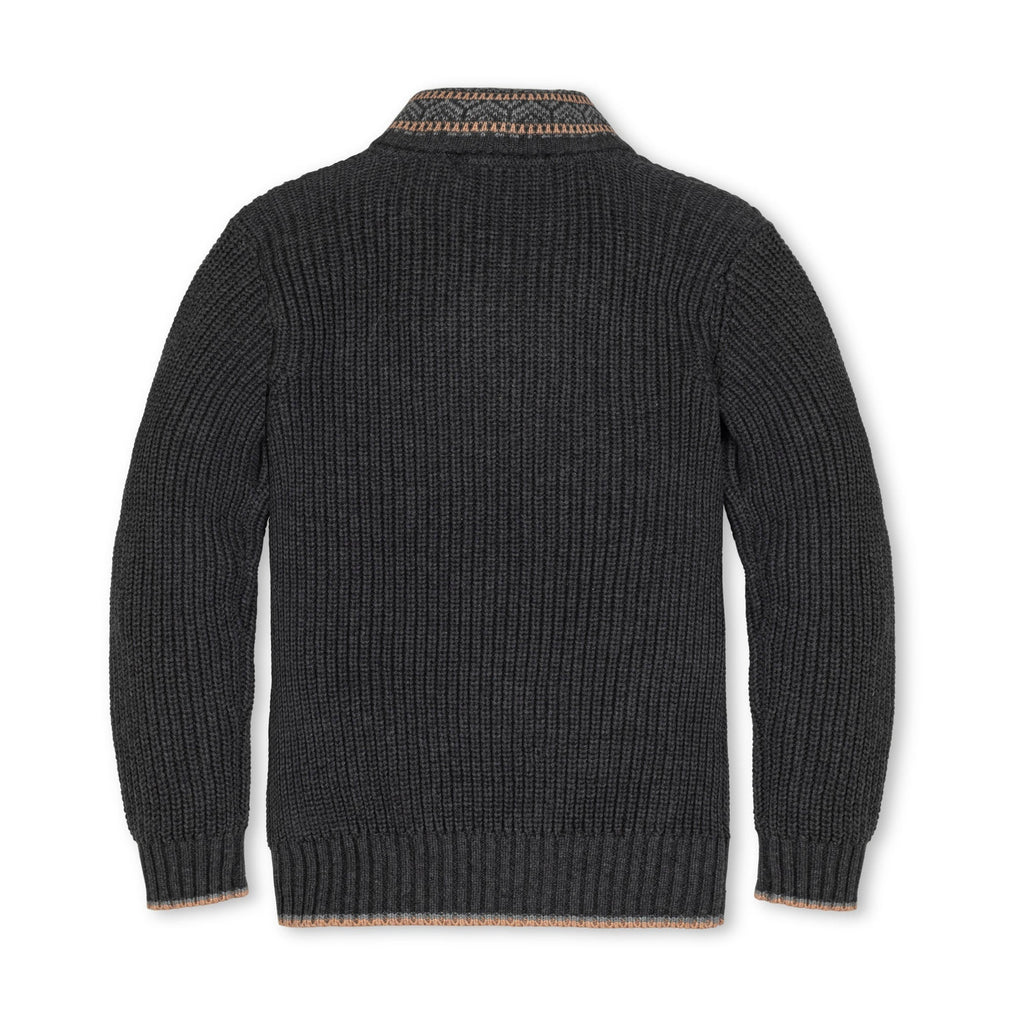 Hope & Henry Boys' Organic Cotton Shawl Collar Sweater | Charcoal Heather