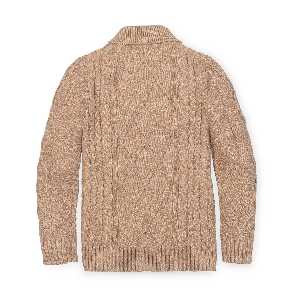 Hope & Henry Boys' Organic Cotton Cable Sweater | Camel Heather
