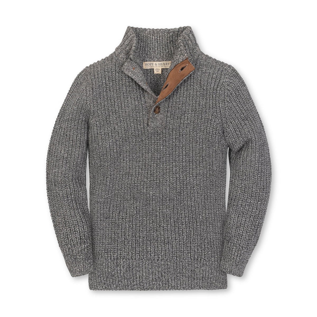 Hope & Henry Boys' Organic Cotton Mock Neck Sweater | Salt and Pepper