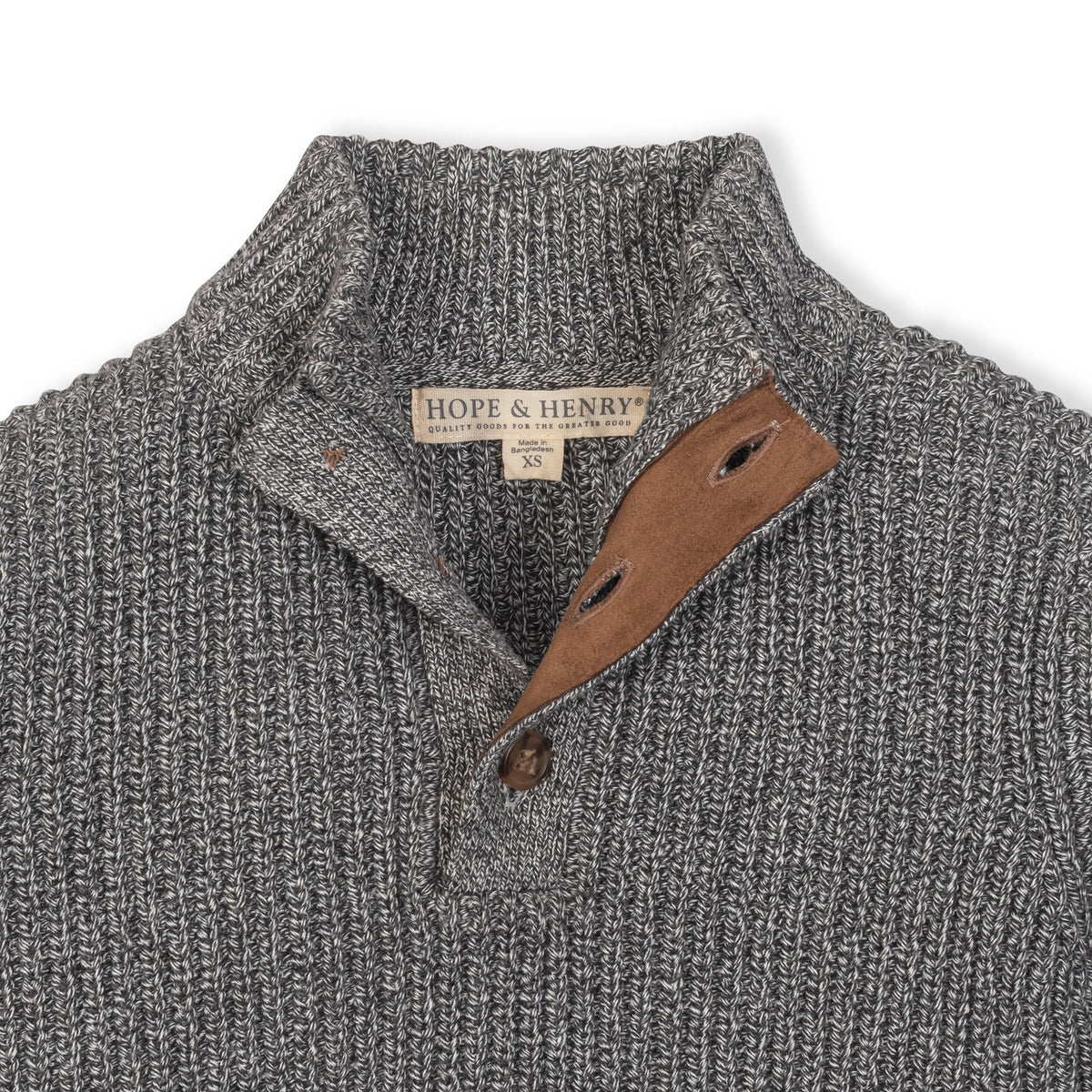 Hope & Henry Boys' Organic Cotton Mock Neck Sweater | Salt and Pepper