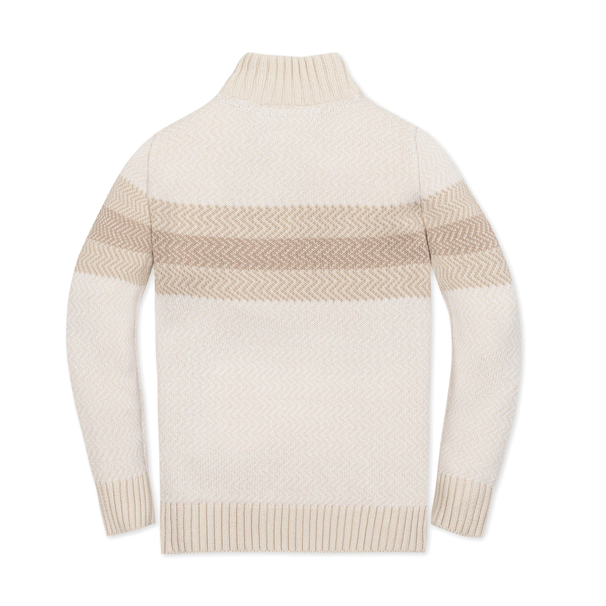 Kids’ Organic Cotton Half-Zip Sweater – Natural Chevron