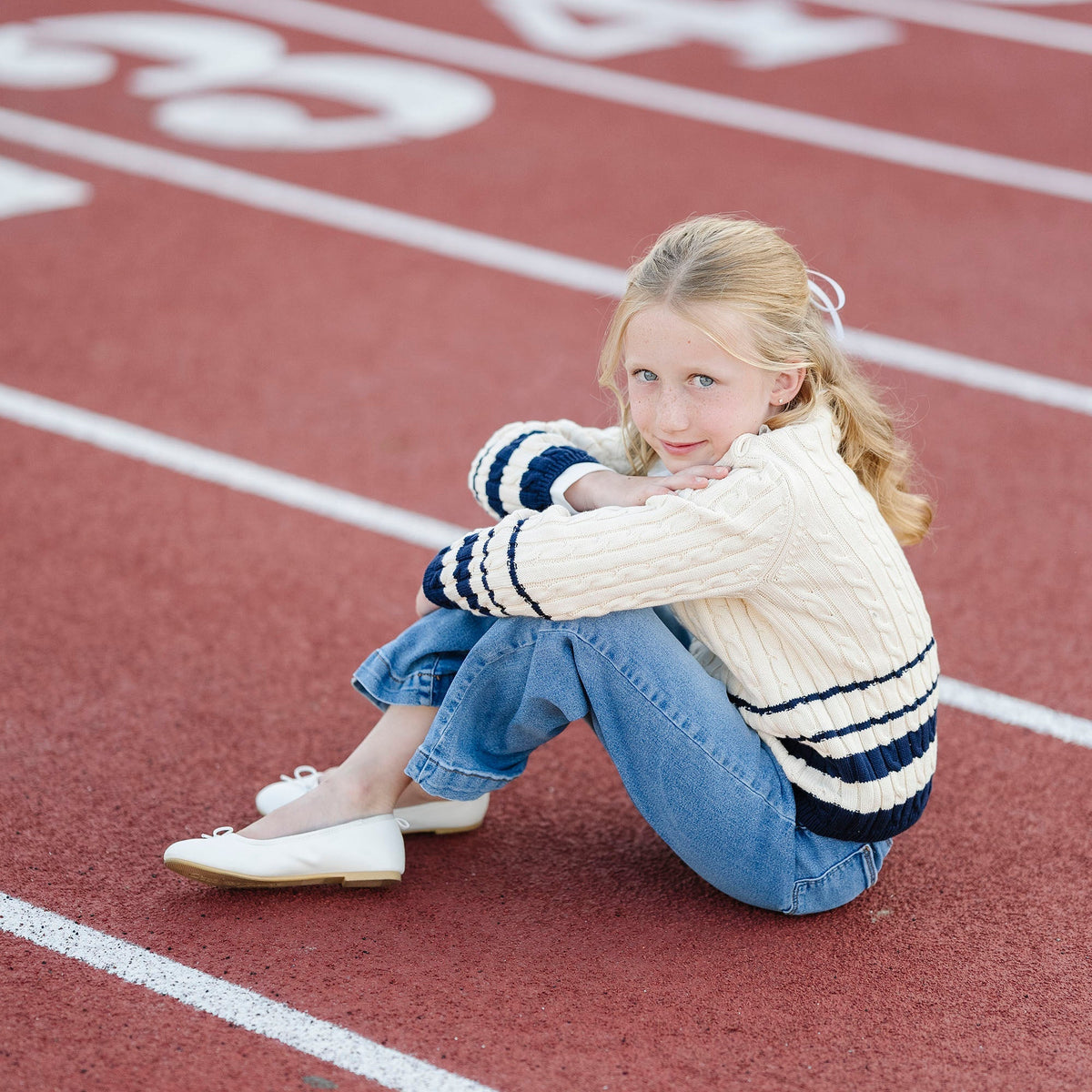 Girls’ Organic Cotton Cable-Knit Sweater | Ivory