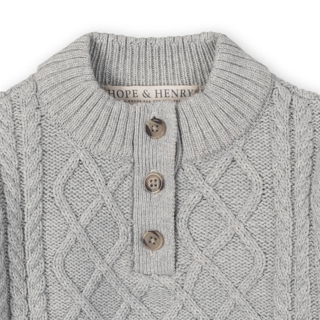 Organic Mock Neck Button Placket Sweater Dress