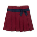 Girls’ Organic Cotton Pleated Bow Skirt – Dark Red