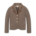 Girls’ Organic Cotton Blazer – Camel Houndstooth