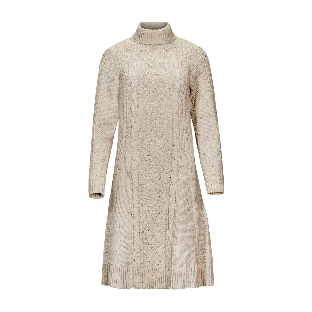 Women’s Organic Cotton Blend Cable-Knit Dress – Natural Fleck