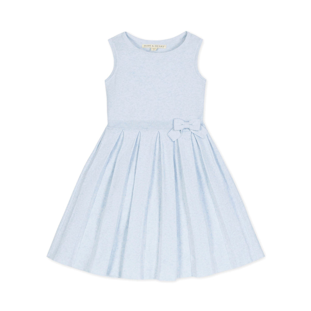 Girls’ Organic Cotton Pleated Sweater Dress | Light Blue