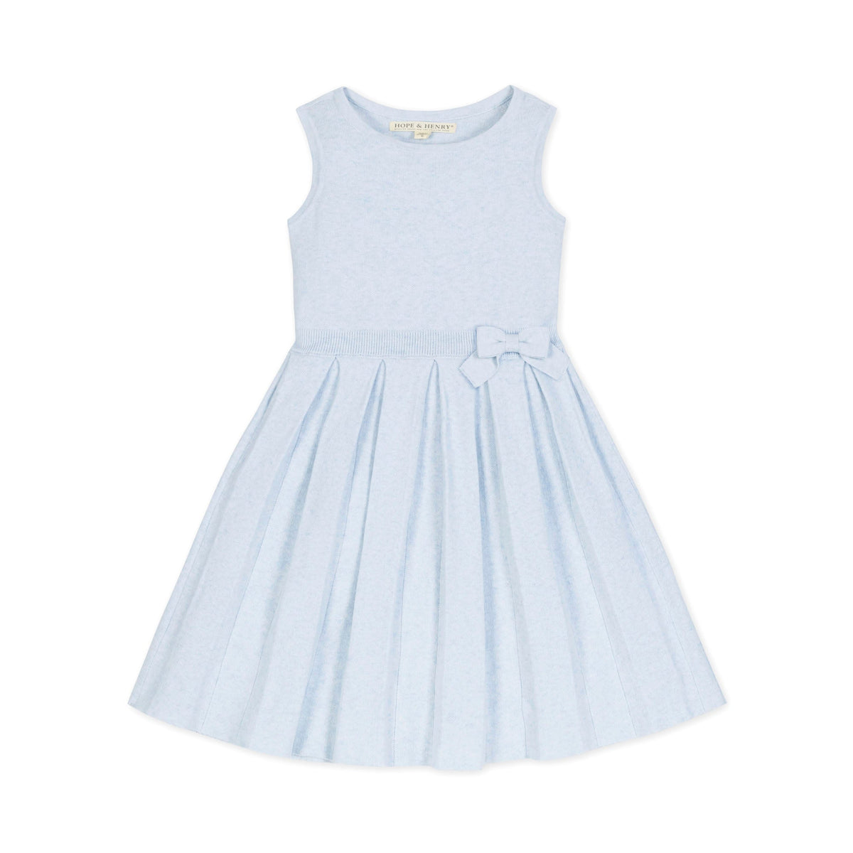 Girls’ Organic Cotton Pleated Sweater Dress | Light Blue
