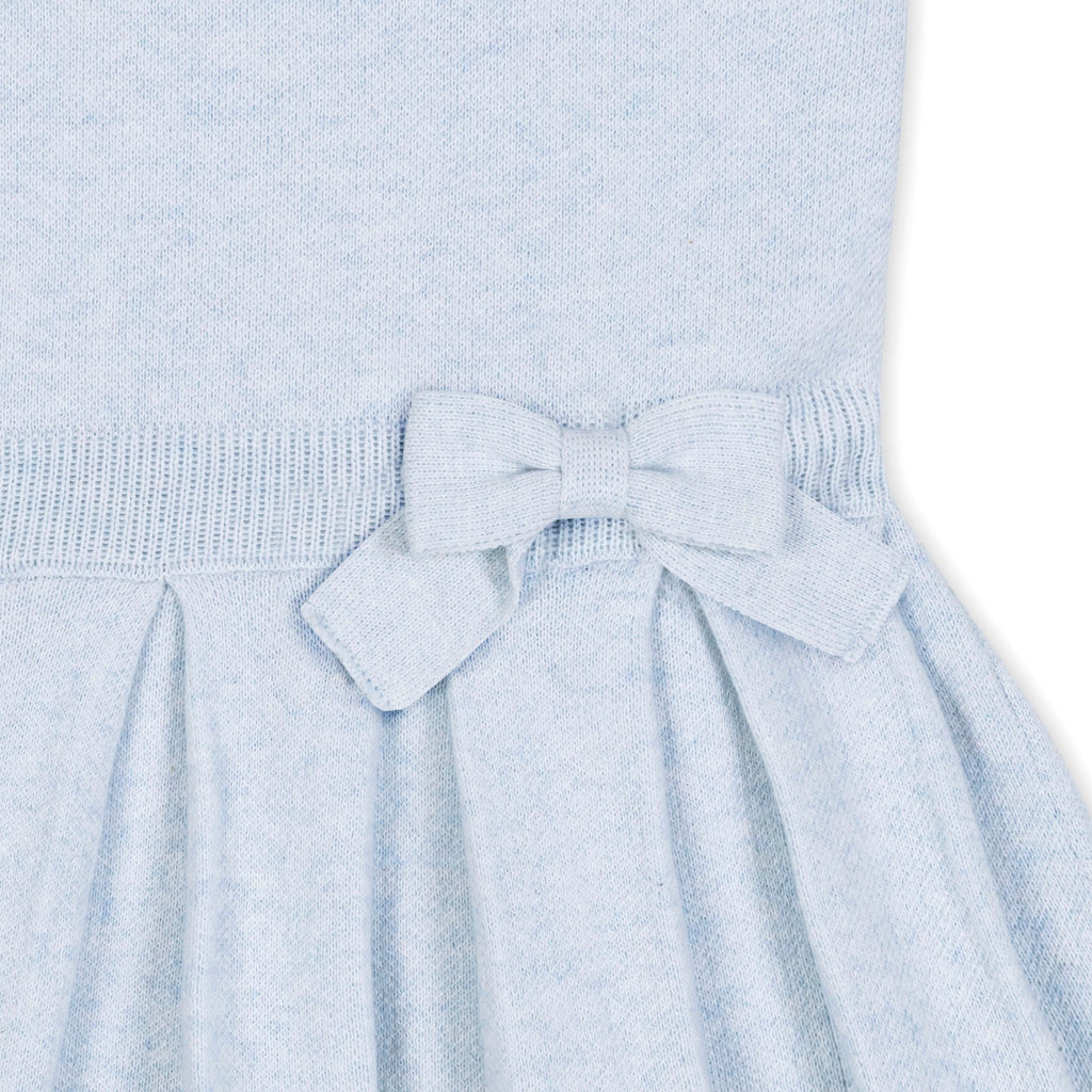 Girls’ Organic Cotton Pleated Sweater Dress | Light Blue