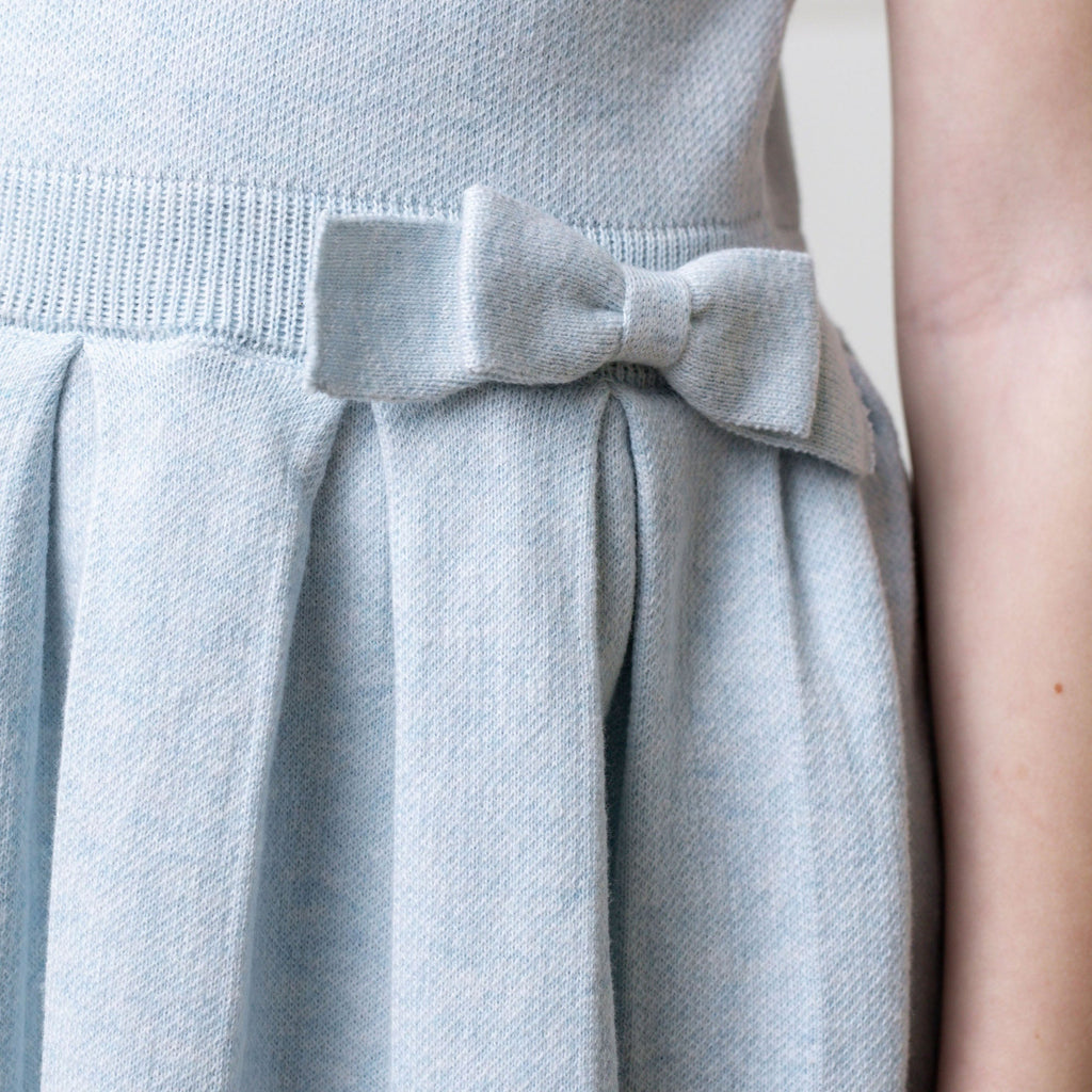 Girls’ Organic Cotton Pleated Sweater Dress | Light Blue
