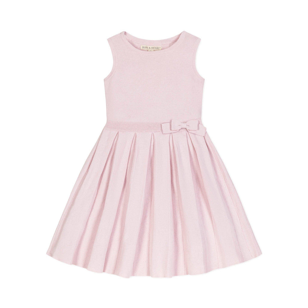 Girls’ Organic Cotton Pleated Sweater Dress | Rose Marl