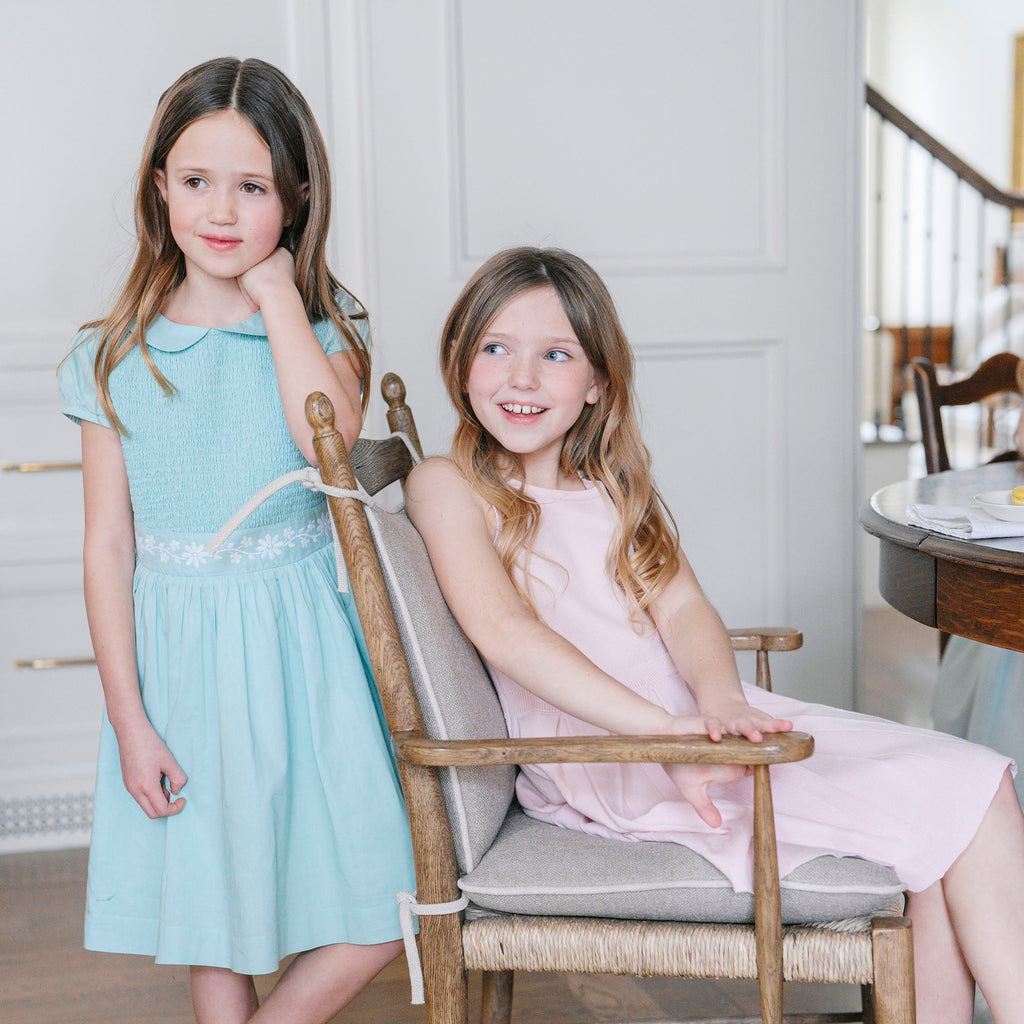 Girls’ Organic Cotton Pleated Sweater Dress | Rose Marl