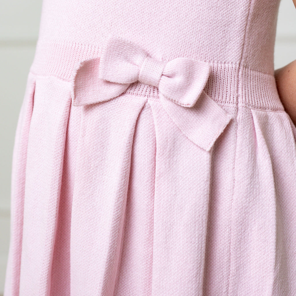 Girls’ Organic Cotton Pleated Sweater Dress | Rose Marl