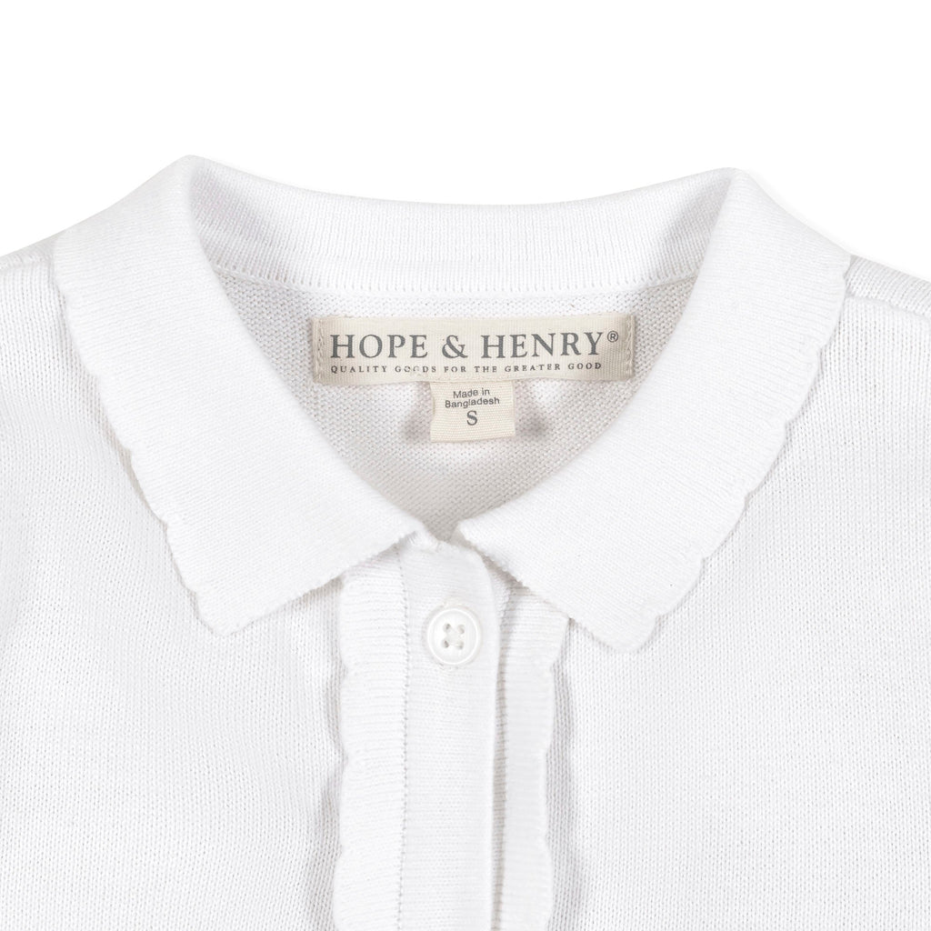 Girls’ Organic Cotton Scallop-Edge Cardigan – White