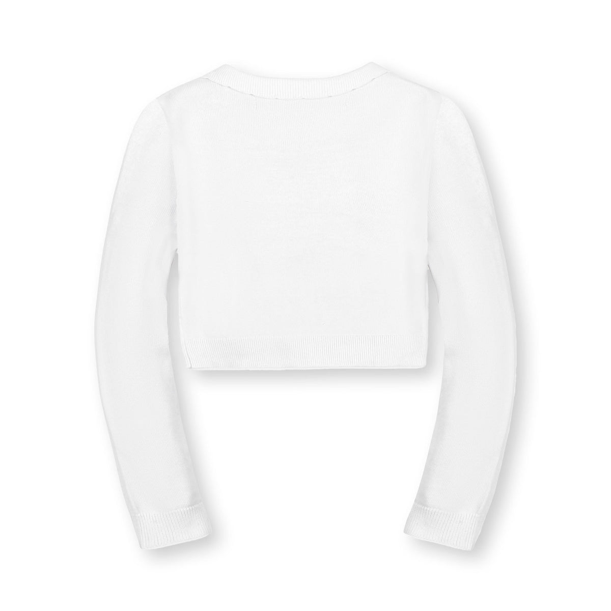 Girls’ Organic Cotton Scallop-Edge Cardigan – White