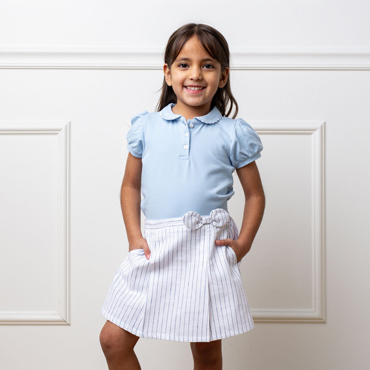 Linen Pleated Bow Skort