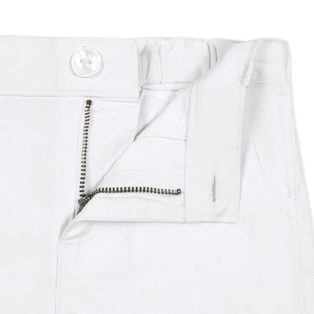 Girls’ Organic Cotton Blend Chino Shorts – White