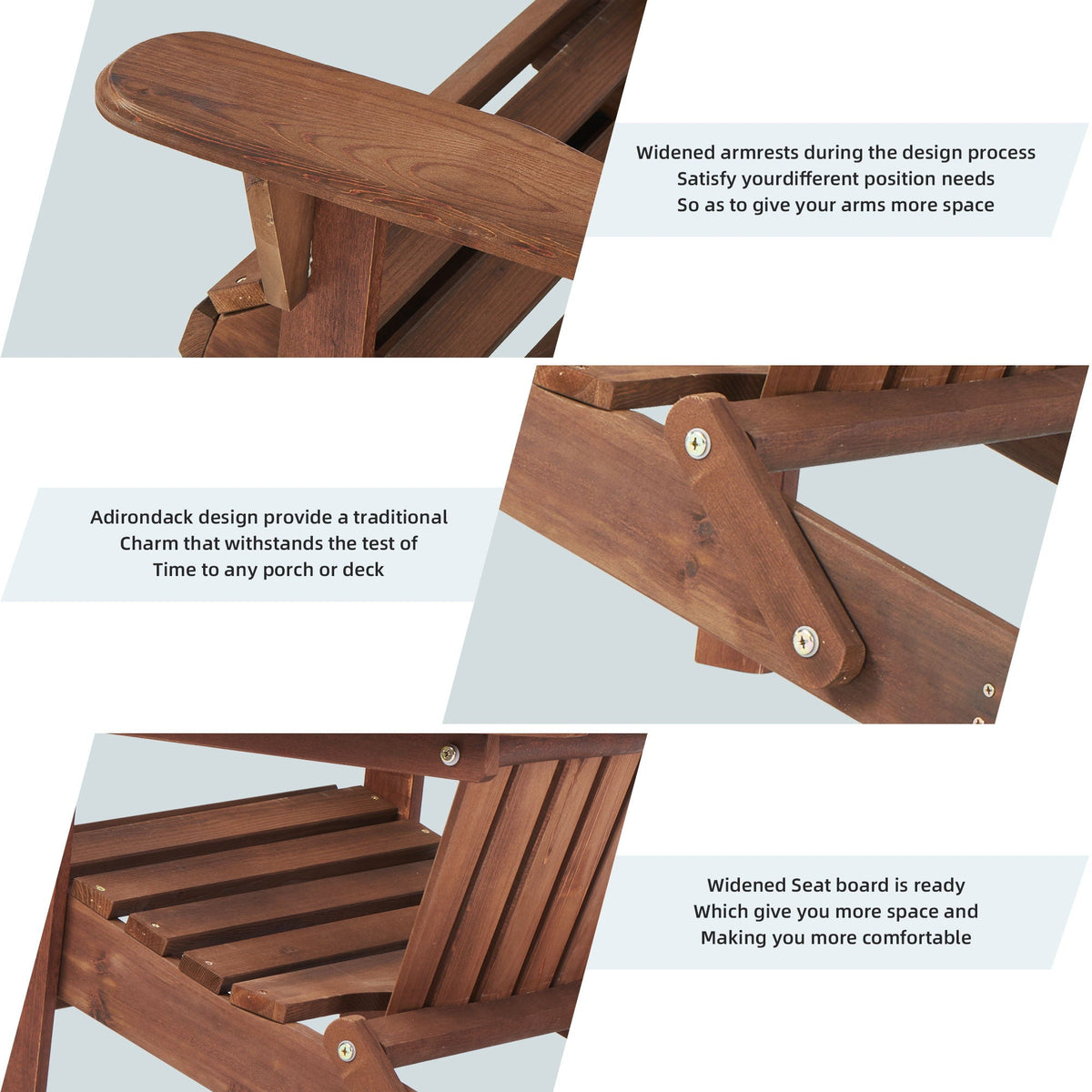 Folding Wood Adirondack Chairs | Set of 2