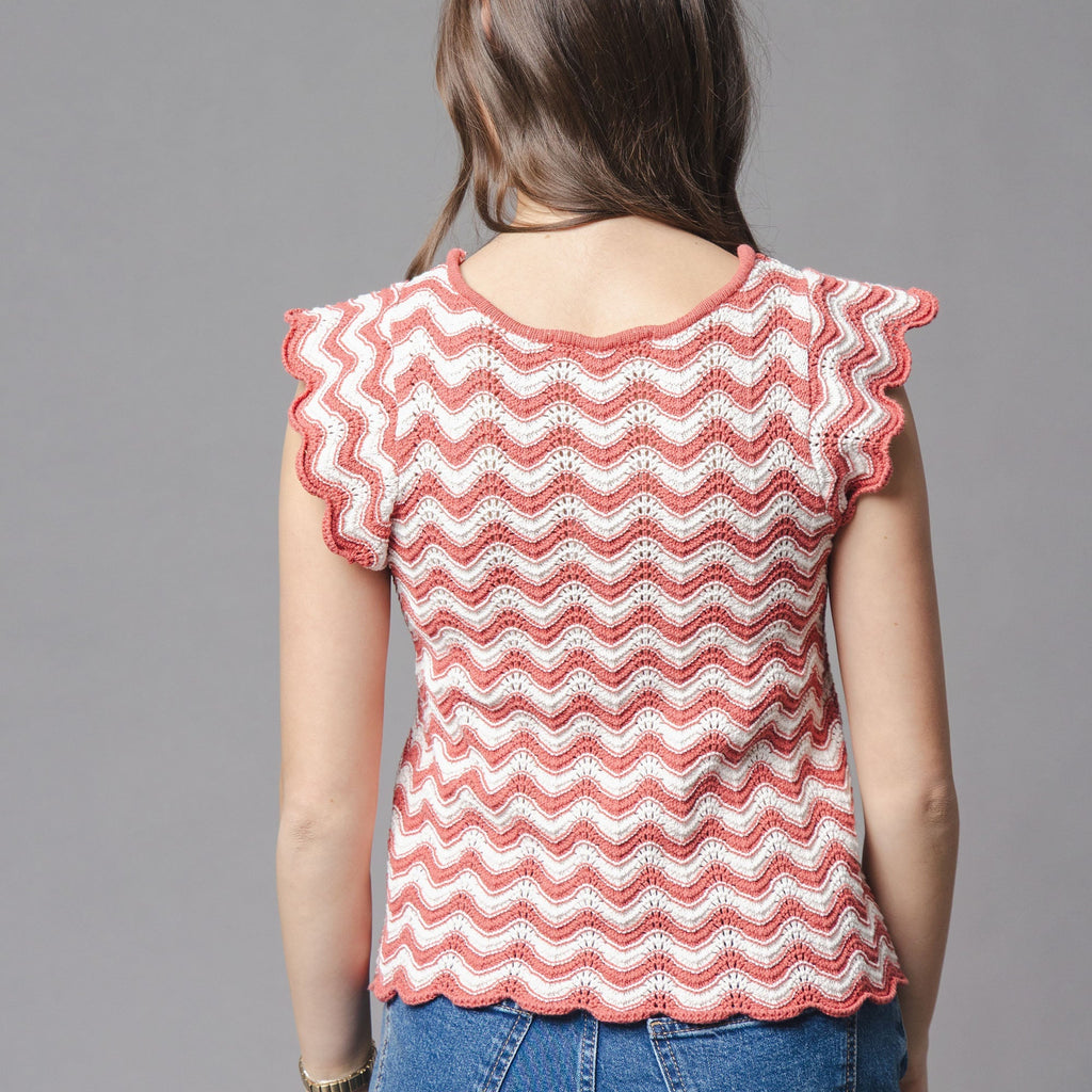 Women’s Organic Cotton Flutter-Sleeve Sweater Top – Tidal Wiggle