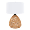 Natural Rattan Table Lamp | White Linen Shade