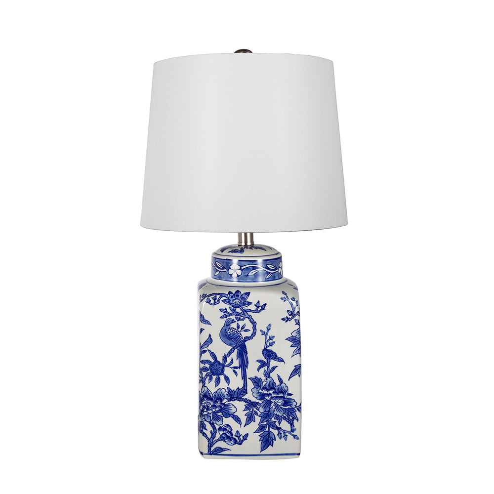 Blue & White Botanical Ceramic Table Lamp