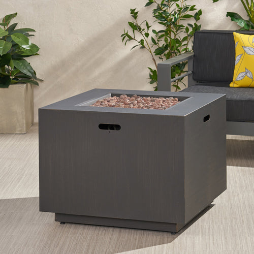 33" Outdoor Iron Square Propane Fire Pit - Brushed Brown