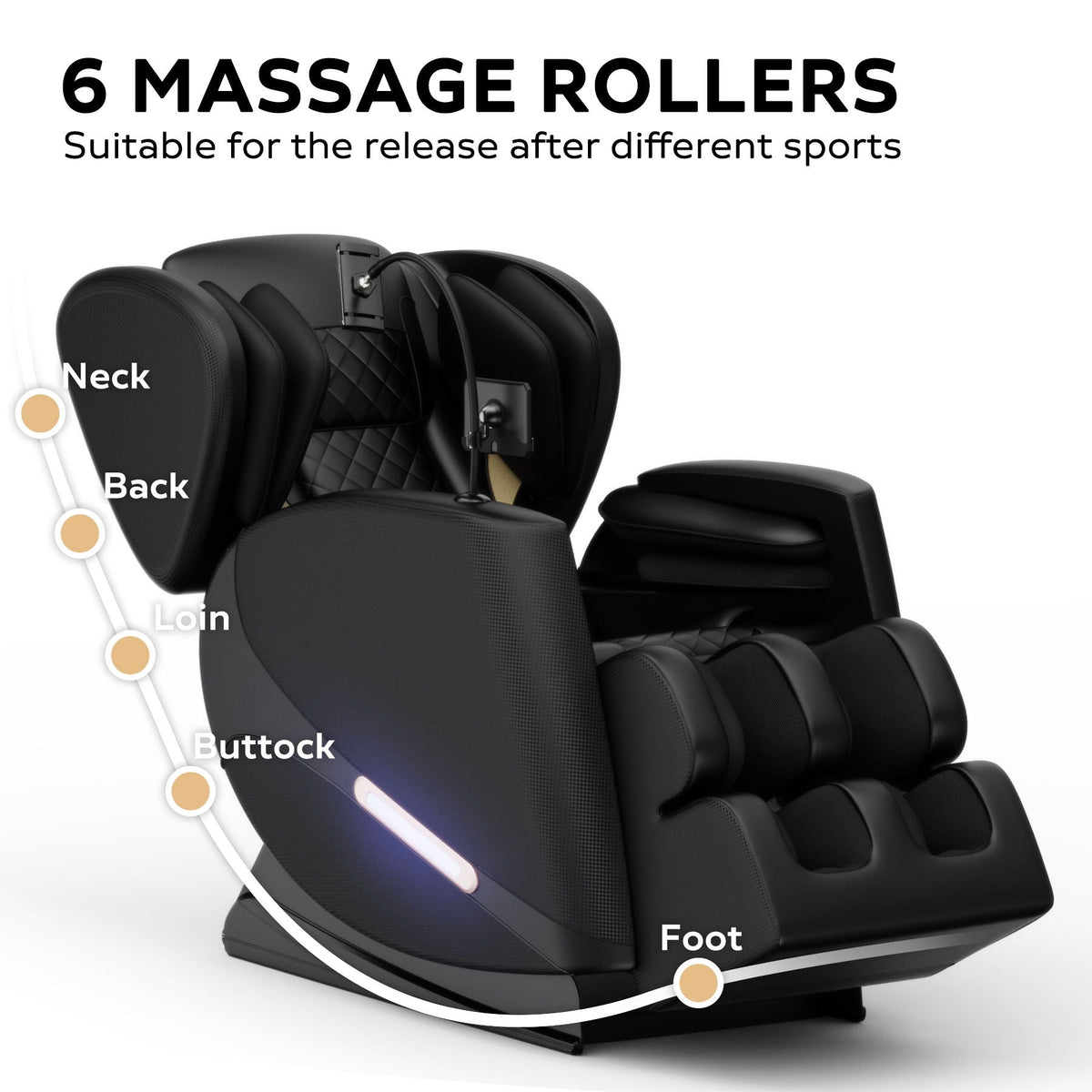 Massage Chair Recliner with Zero Gravity and Full Body Air Pressure - Black
