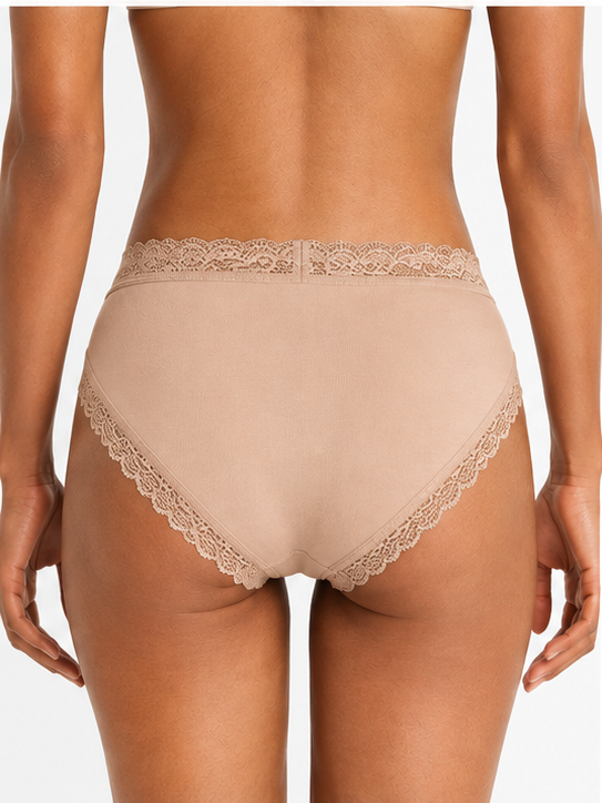 Organic Cotton Lace Mid-Rise Brief