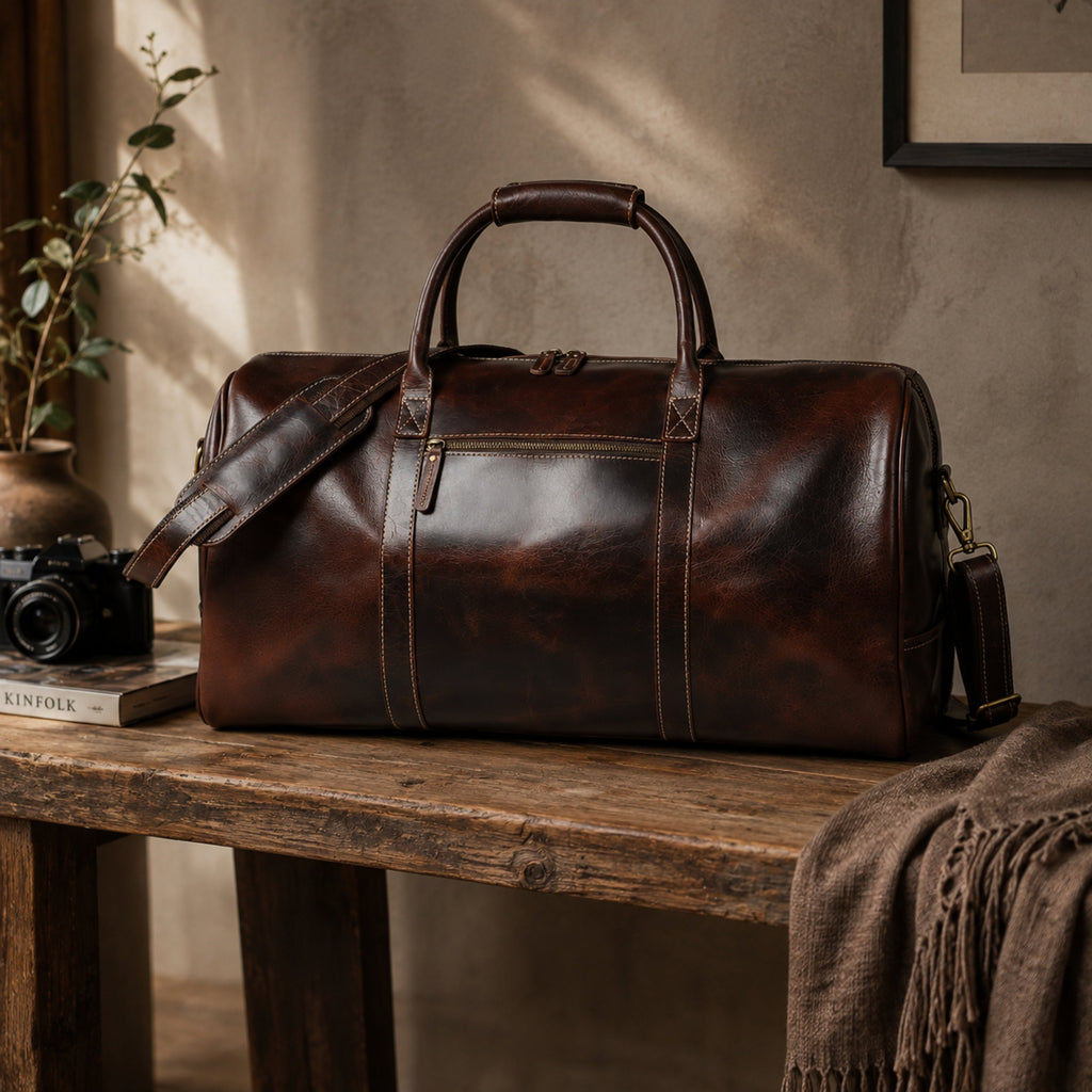 Buffalo Traveller Top-Grain Leather Duffel Bag | Walnut