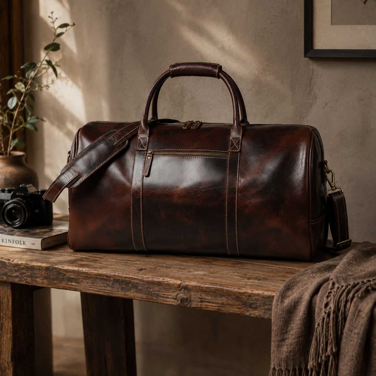 Buffalo Traveller Top-Grain Leather Duffel Bag | Walnut