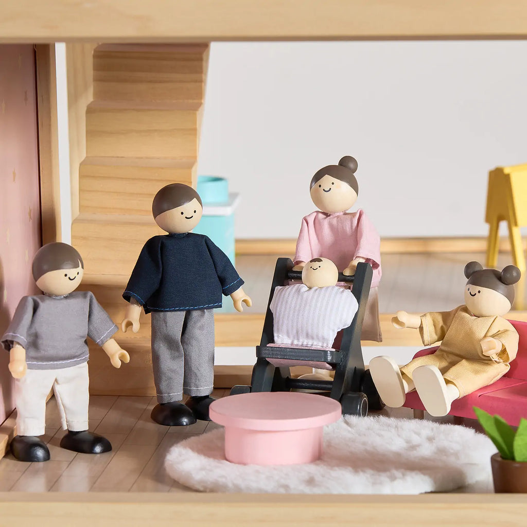 Tiny Land® Sweetwood Love Dollhouse & Wooden Family Set