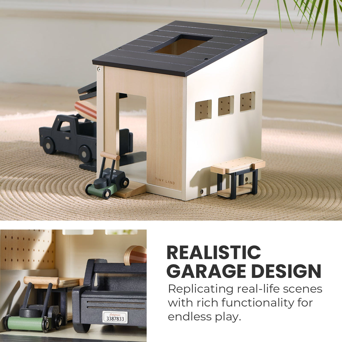 Tiny Land® Wooden Dollhouse Garage & Truck Set