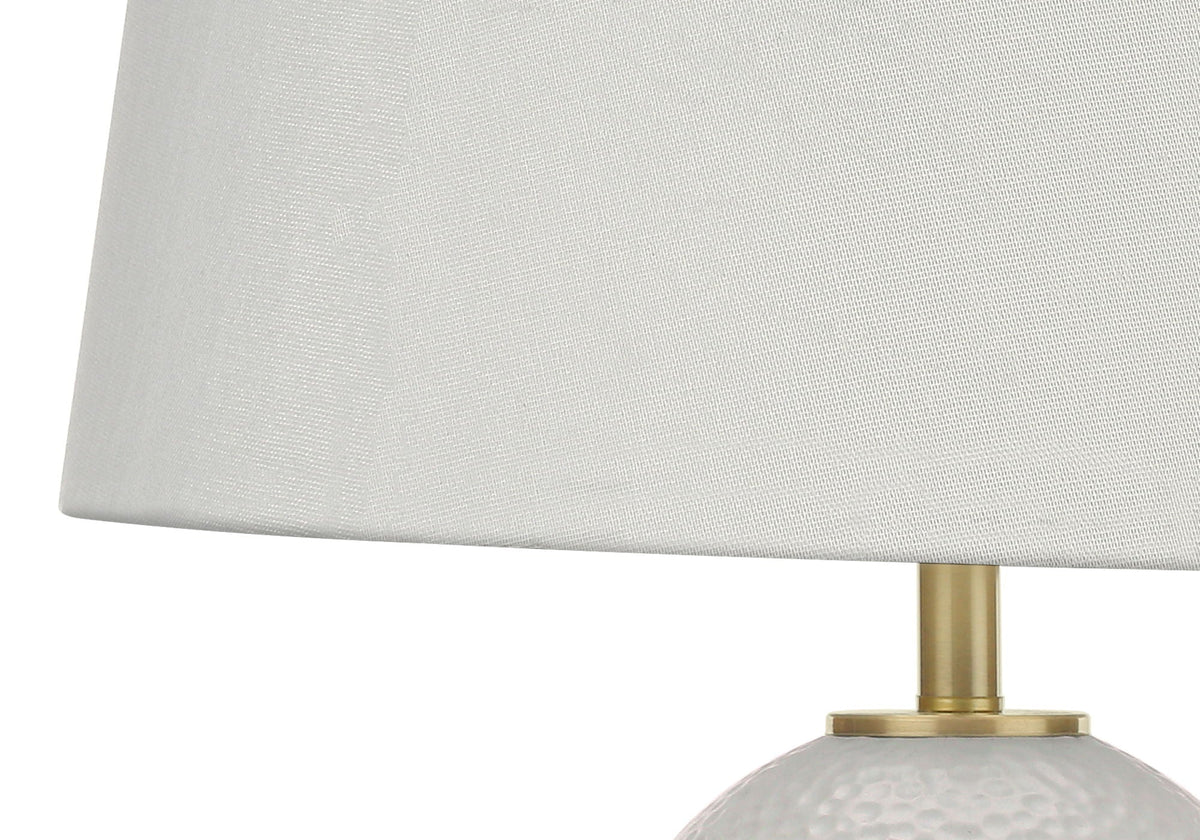 White Ceramic Table Lamp with Linen Shade - Transitional Style - White