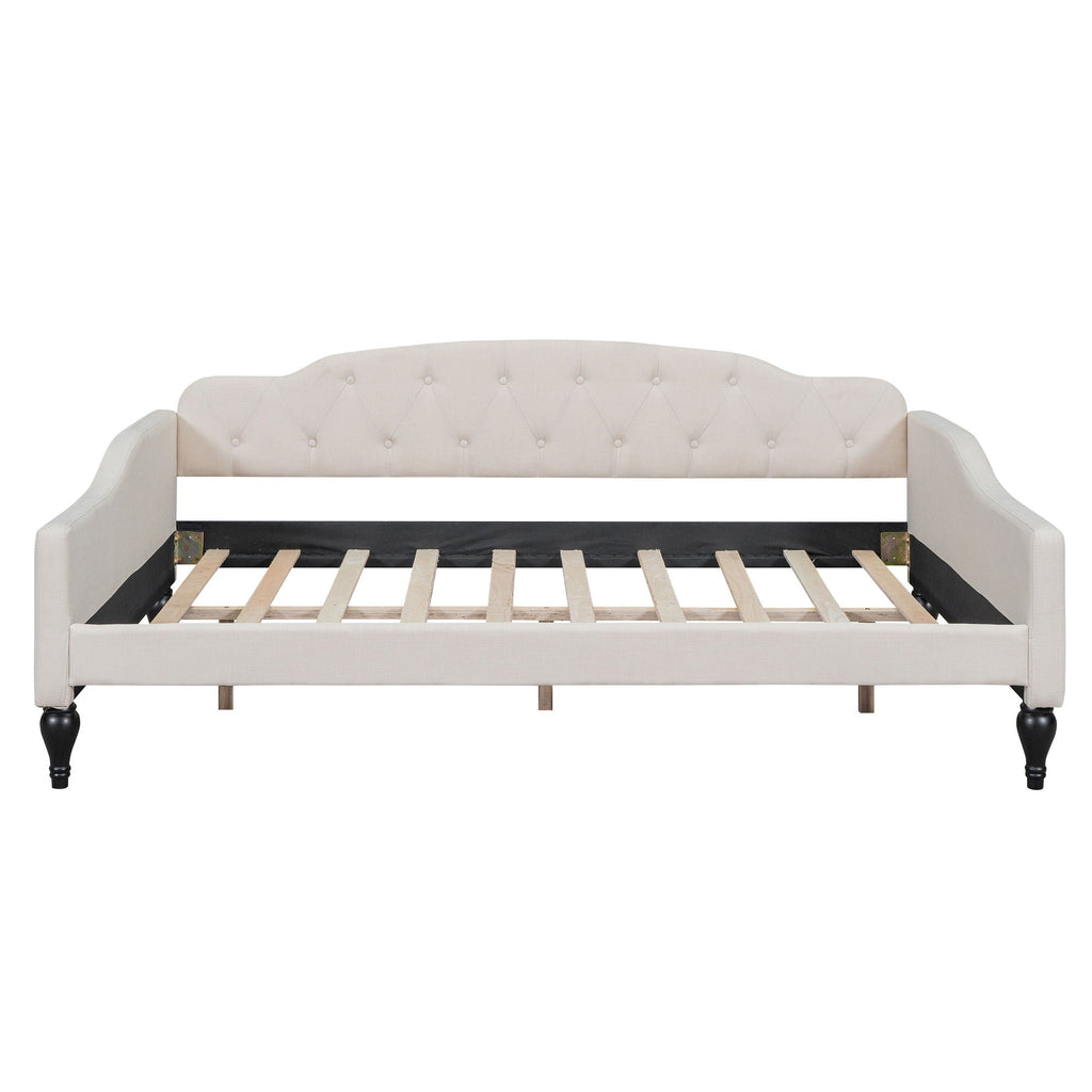 Tufted Upholstered Full-Size Daybed | Beige