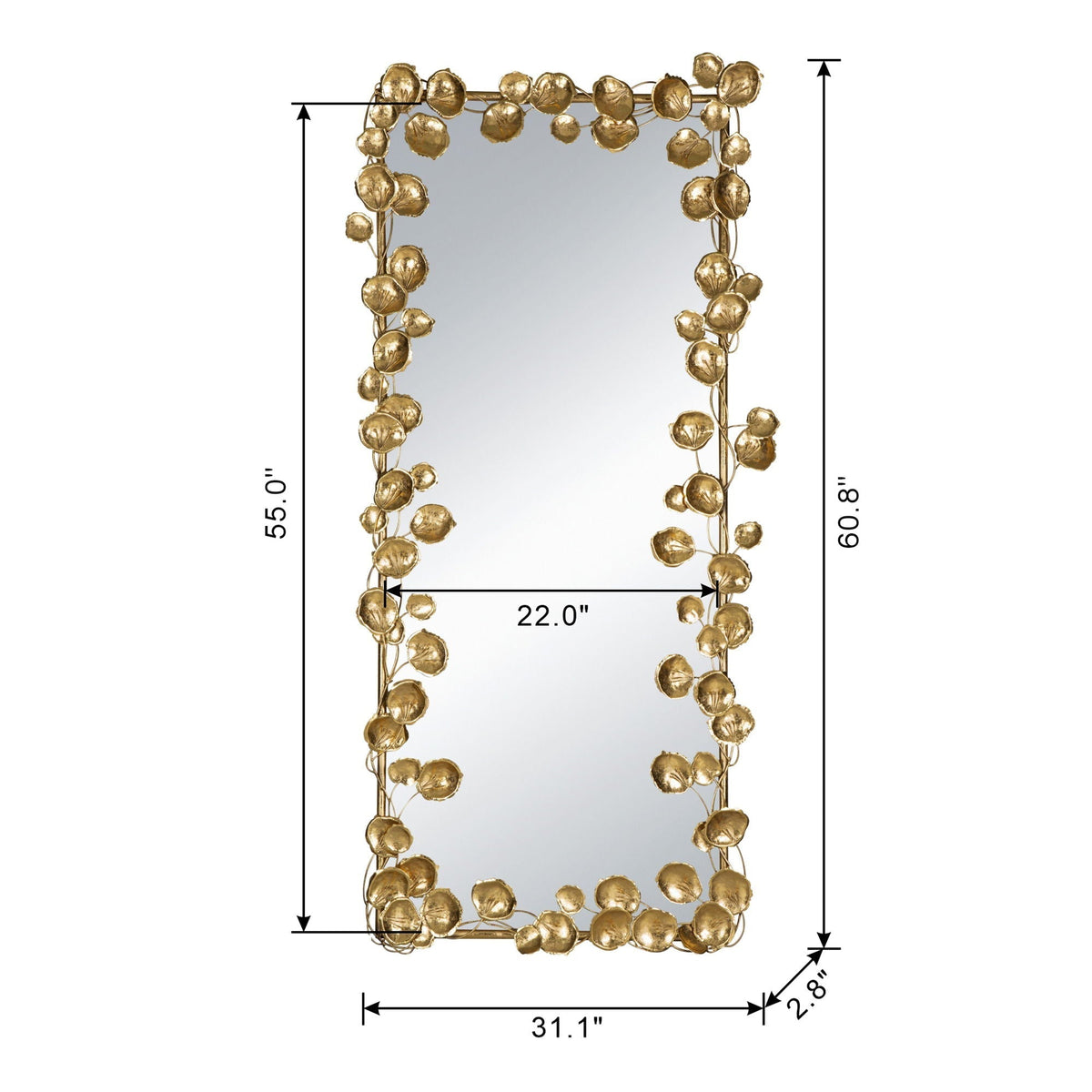 Full Length Mirror with Gold Leaf Accents