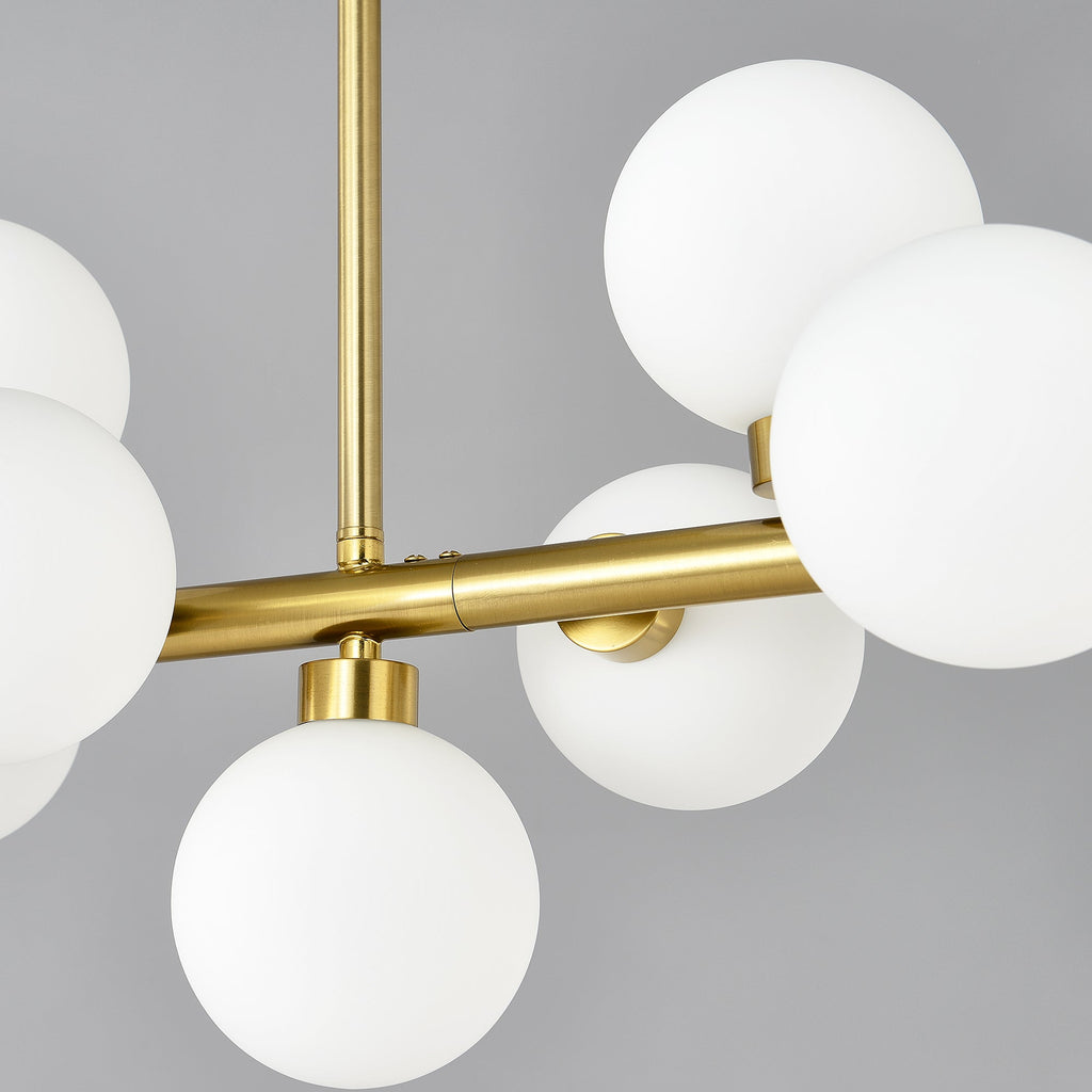 75.6'' Large Pendant Lamp with Opal Glass Shade - Modern Gold Living Room Lighting