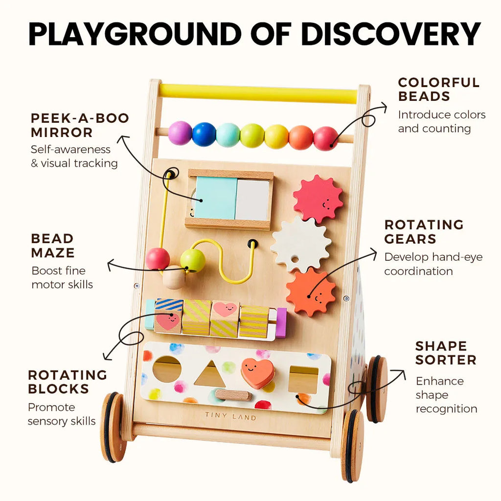 Tiny Land® Rainbow Wooden Activity Push Walker