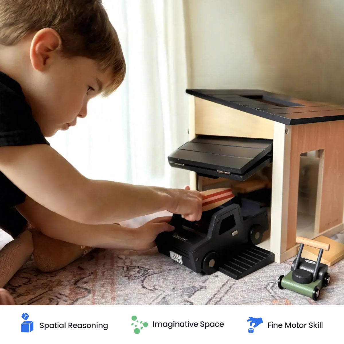 Tiny Land® Wooden Dollhouse Garage & Truck Set