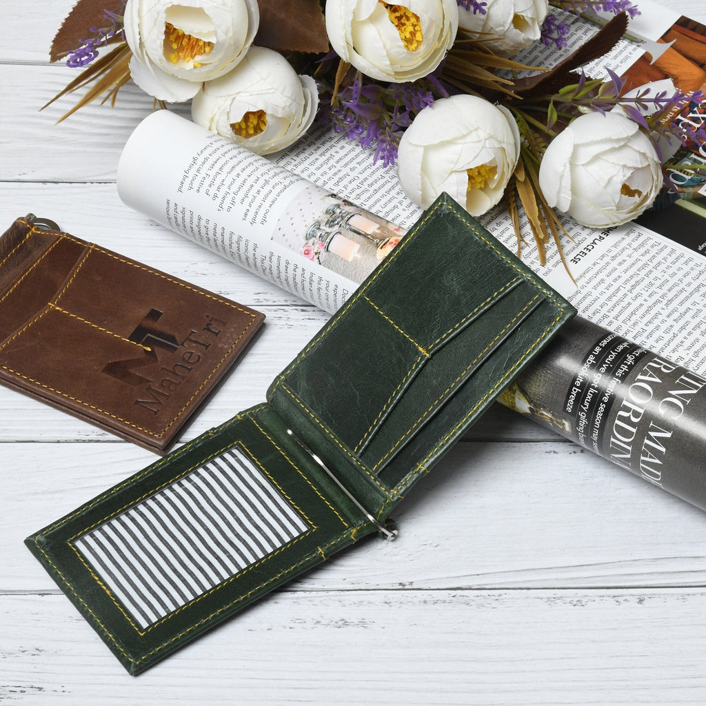 Finley Buffalo Leather Money Clip Wallet | Green