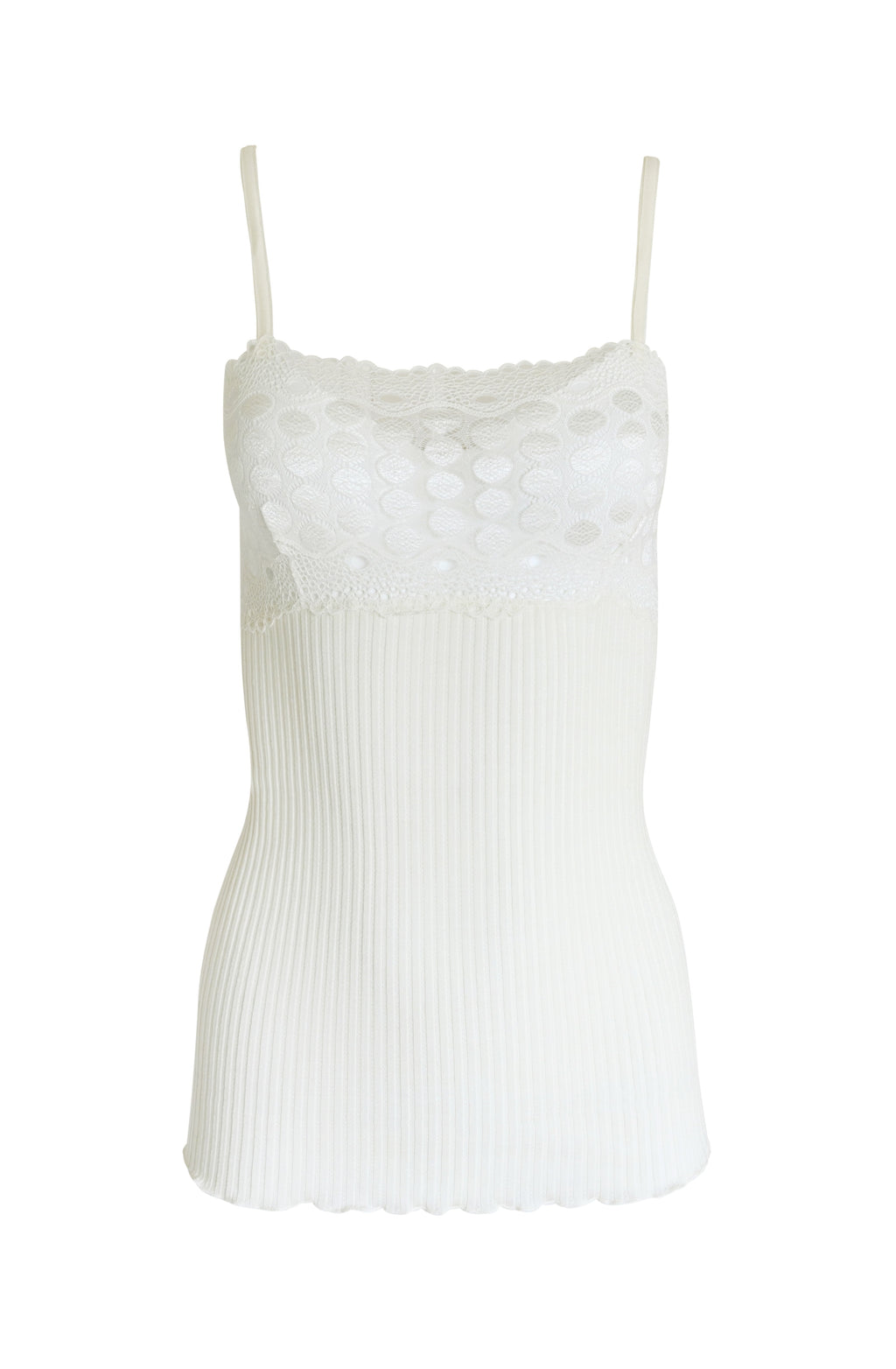 EGi Women's Merino Wool Blend Camisole with Lace Trim | Spaghetti Straps | Made in Italy
