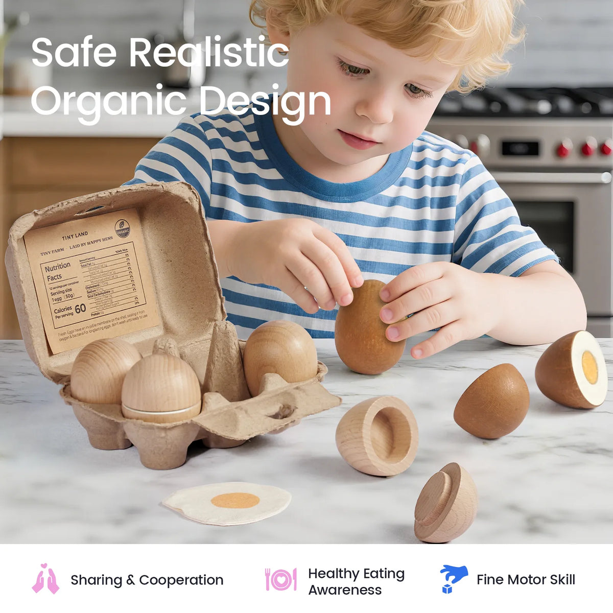 Tiny Land® Wooden Egg Pretend Play Set