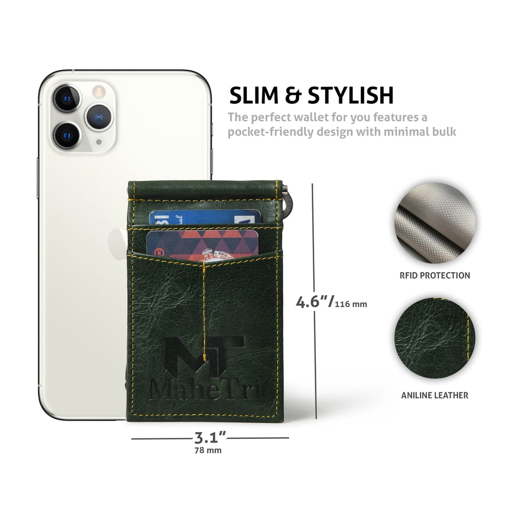 Finley Buffalo Leather Money Clip Wallet | Green