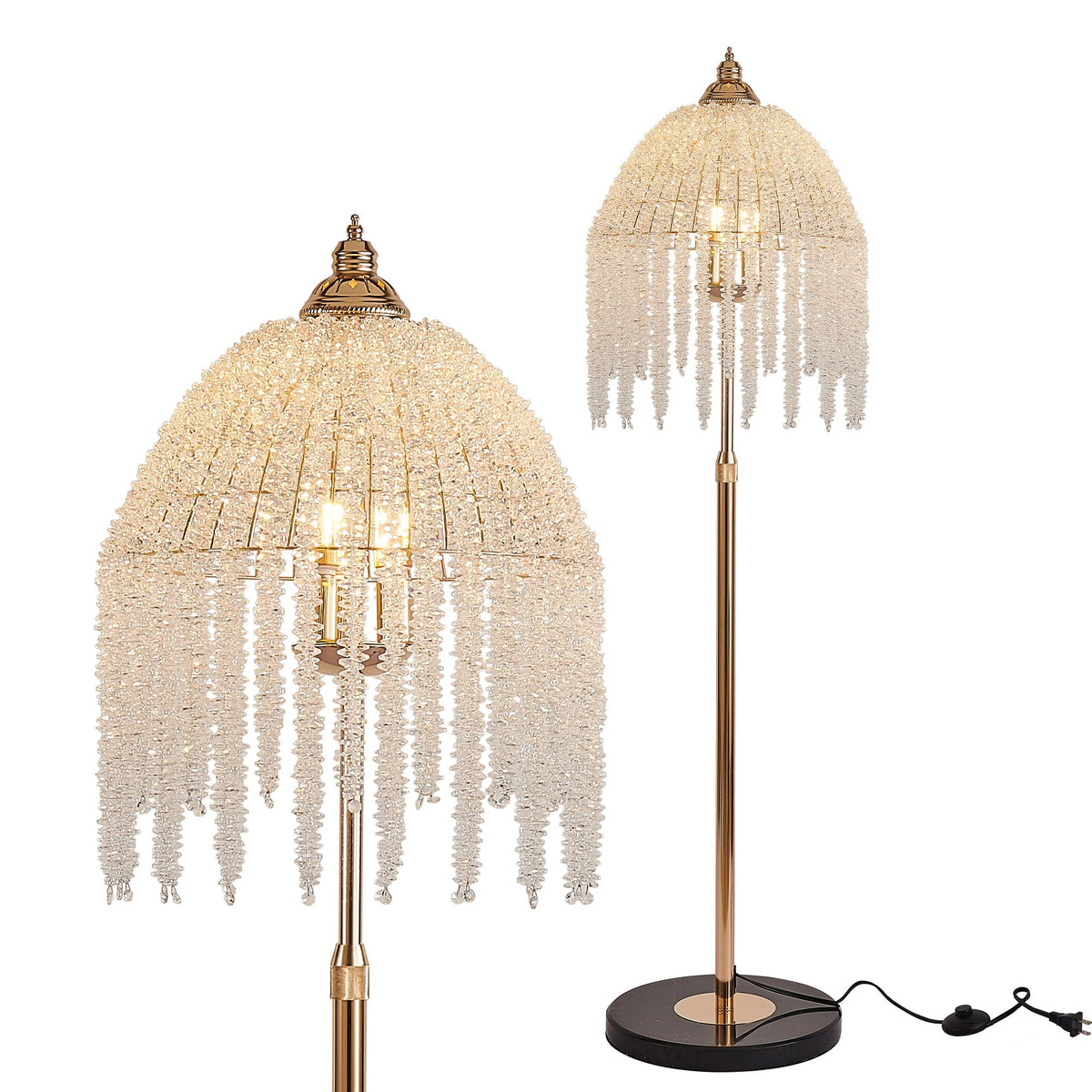 Gold Waterfall Beaded Floor Lamp