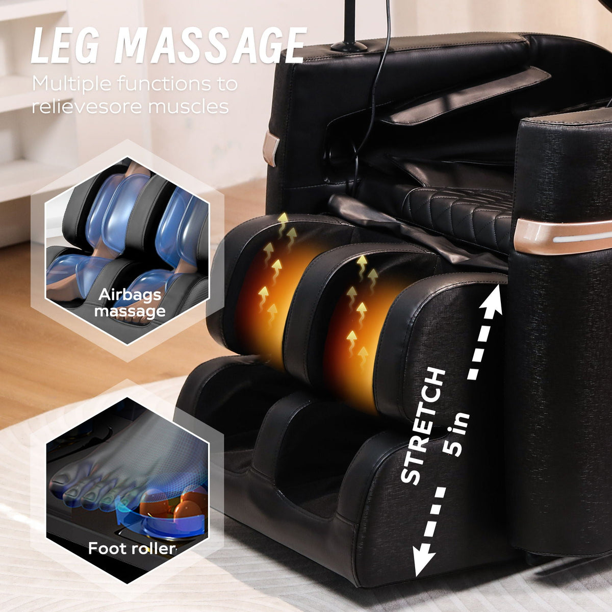 Zero-Gravity Massage Chair with Heated Footrest | Black