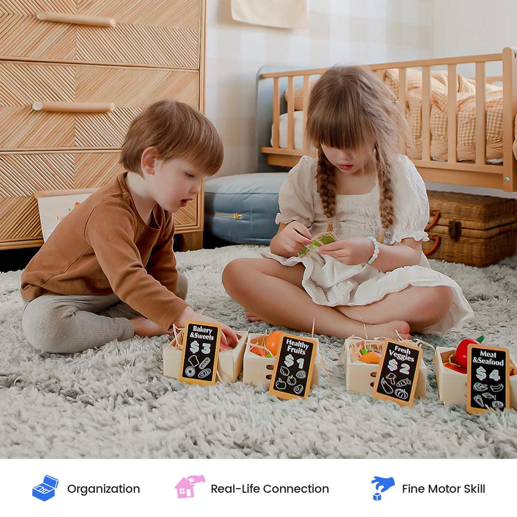Tiny Land® Wooden Play Food & Pretend Market Set